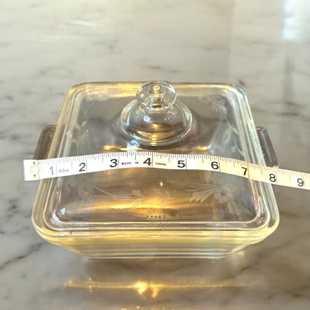 Vintage  PYREX clear etched glass square dish with lid 053-or-653 B - Picture 3 of 8